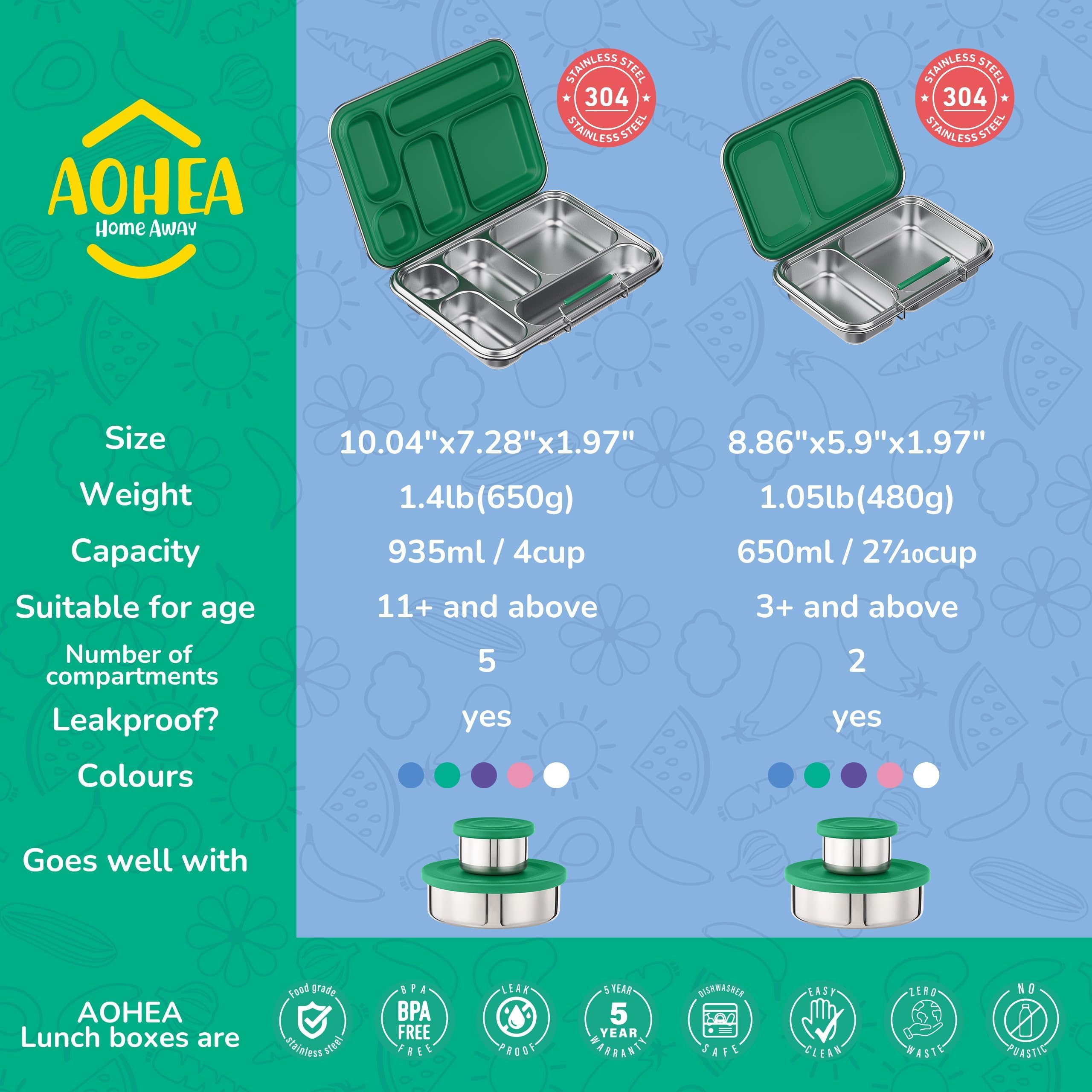 Amazon｜AOHEA ステンレススチール製弁当箱 子供用 子供用 金属製弁当